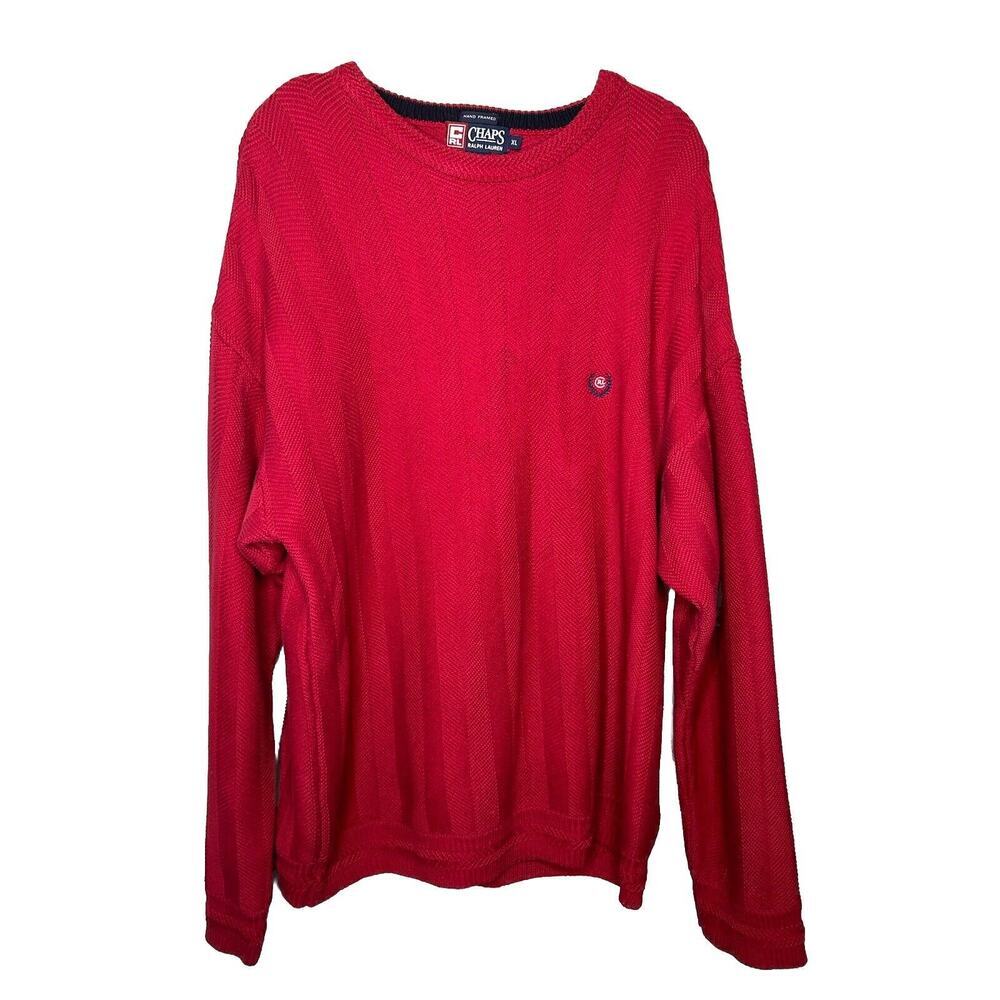 Chaps Vintage Men’s Oversized Knit‎ Sweater Red Size XL